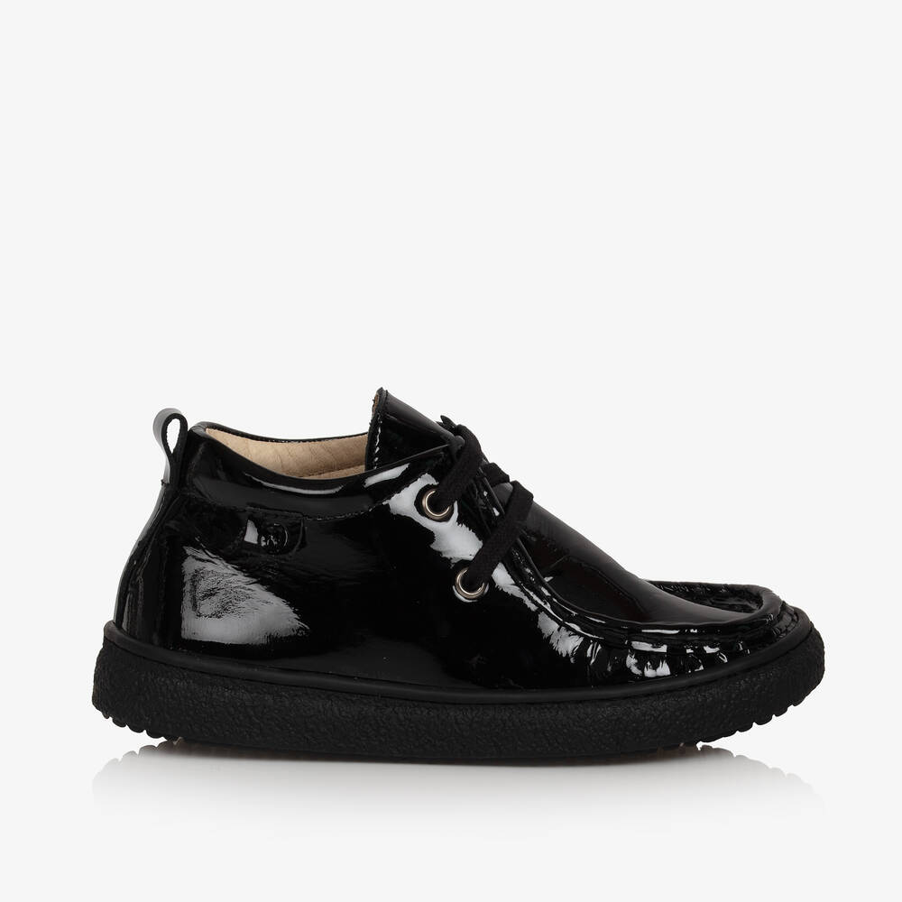 Boys Black Leather Lace Up Boots