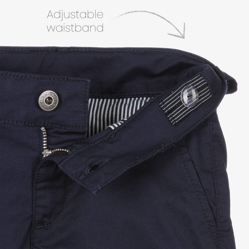 Naturino-Boys Blue Cotton Twill Chino Shorts  | Childrensalon Outlet