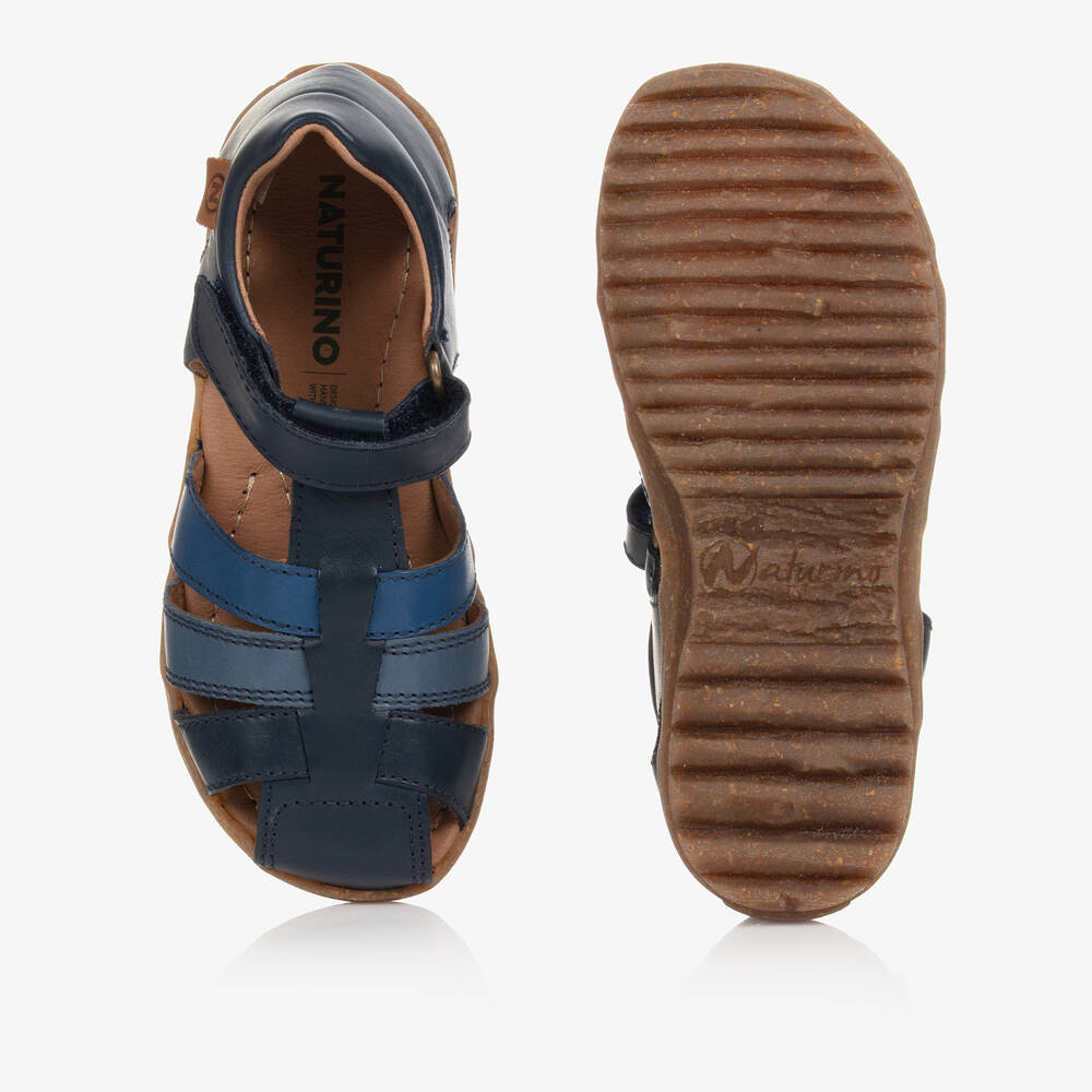 Naturino-Boys Blue Leather Sandals | Childrensalon Outlet