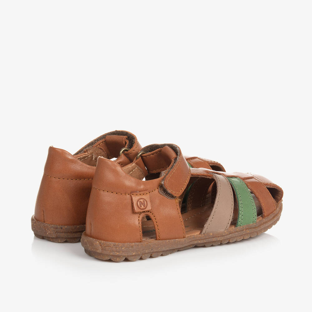 Naturino-Boys Brown Leather Cage Sandals | Childrensalon Outlet