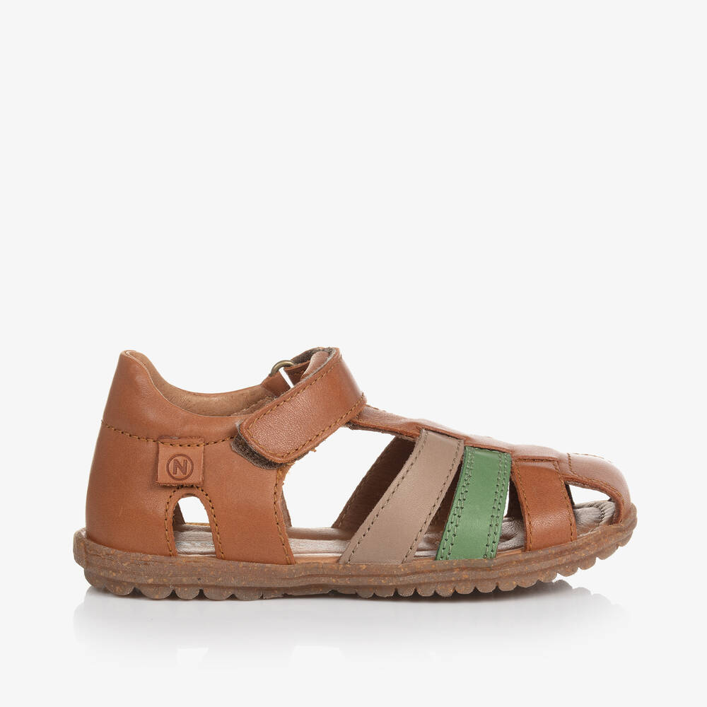 Naturino Boys Brown Leather Cage Sandals Childrensalon Outlet