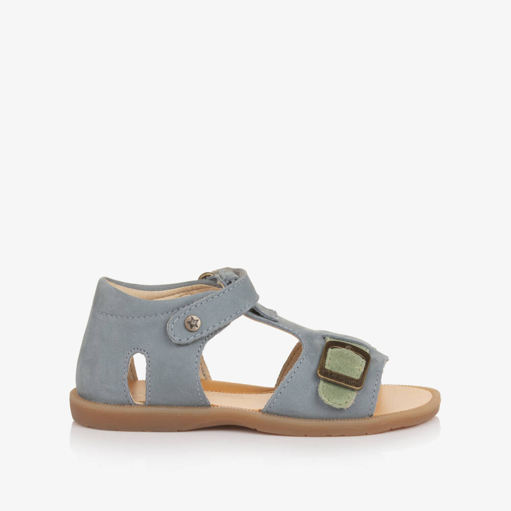 Naturino-Boys Dusky Blue & Green Suede Leather Sandals | Childrensalon Outlet