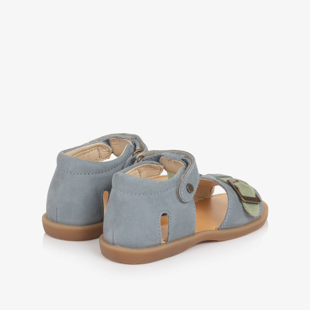 Naturino-Boys Dusky Blue & Green Suede Leather Sandals | Childrensalon Outlet