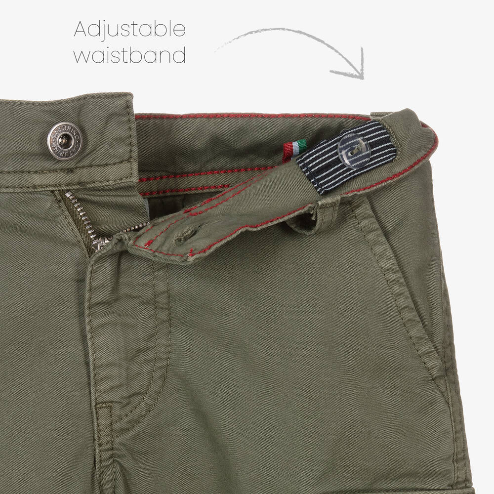 Naturino-Boys Green Cotton Twill Cargo Shorts  | Childrensalon Outlet