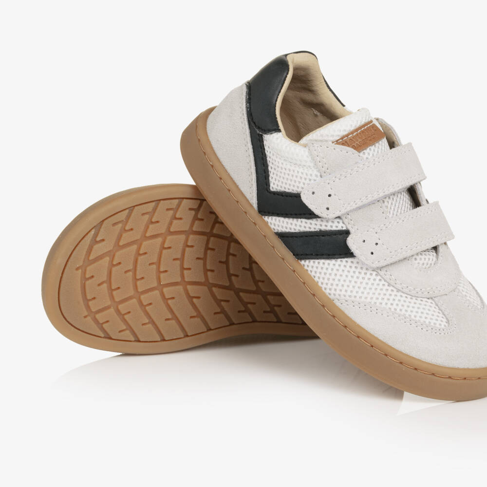 Naturino-Boys Grey Suede Leather & White Mesh Trainers | Childrensalon Outlet