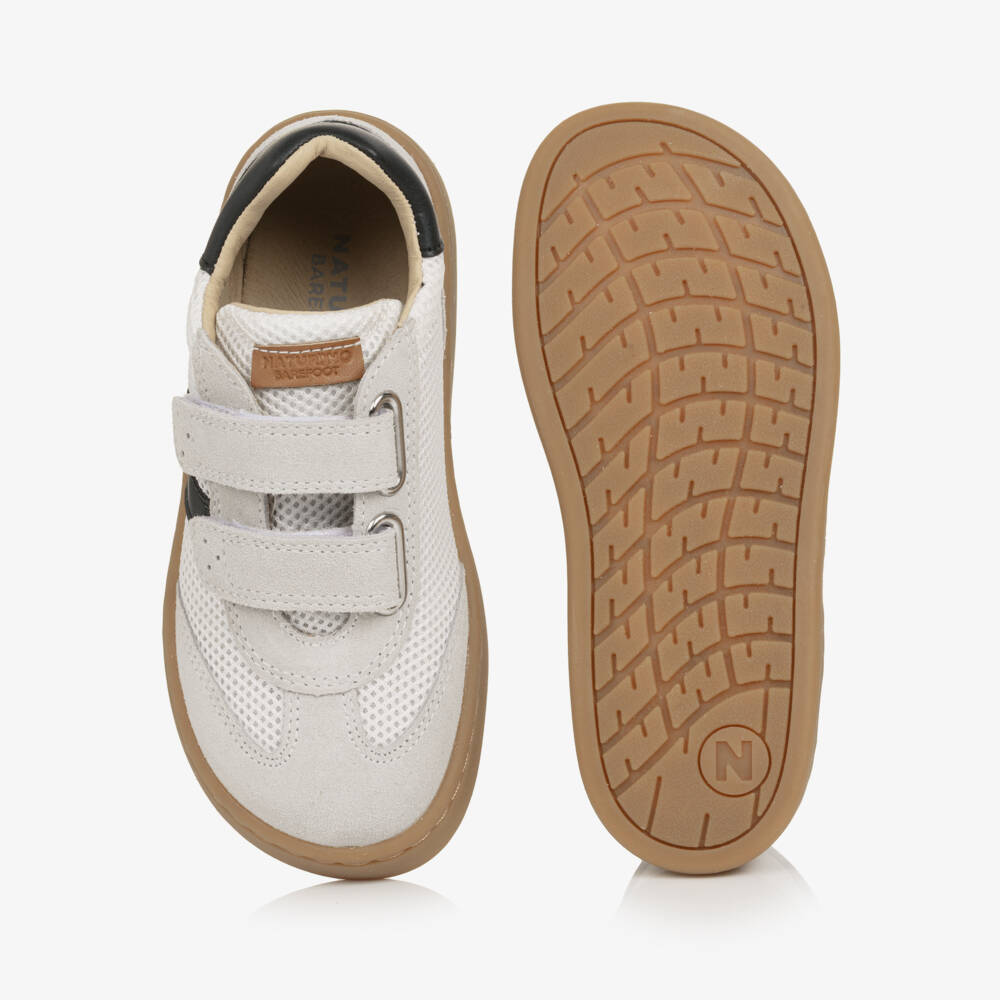 Naturino-Boys Grey Suede Leather & White Mesh Trainers | Childrensalon Outlet