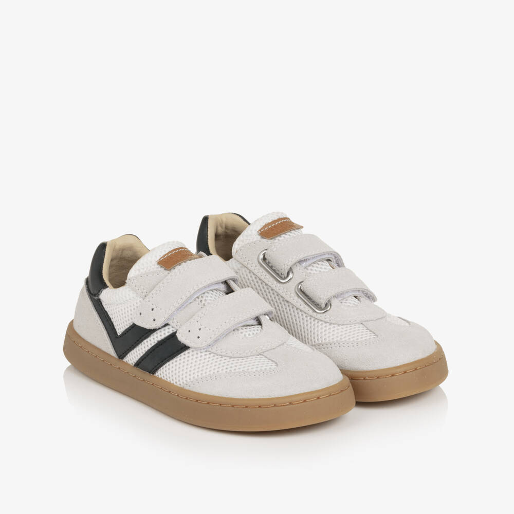Naturino-Boys Grey Suede Leather & White Mesh Trainers | Childrensalon Outlet