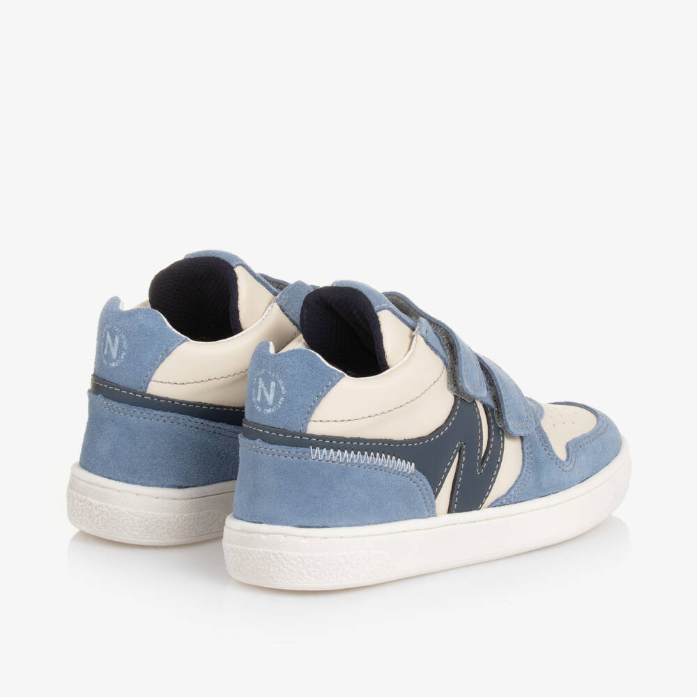 Naturino-Boys Ivory and Blue Leather Trainers | Childrensalon Outlet
