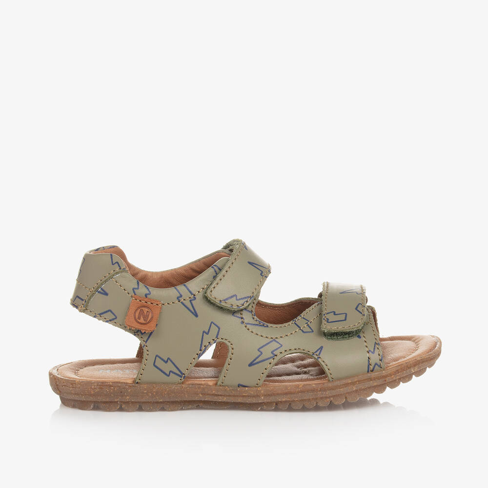 Naturino-Boys Khaki Green Leather Sandals | Childrensalon Outlet