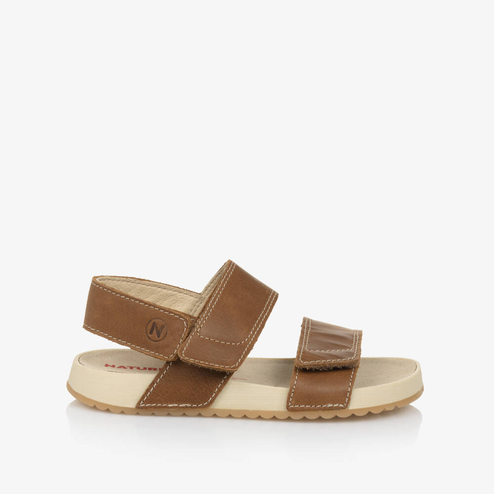 Naturino-Boys Leather Brown Strap Sandals | Childrensalon Outlet