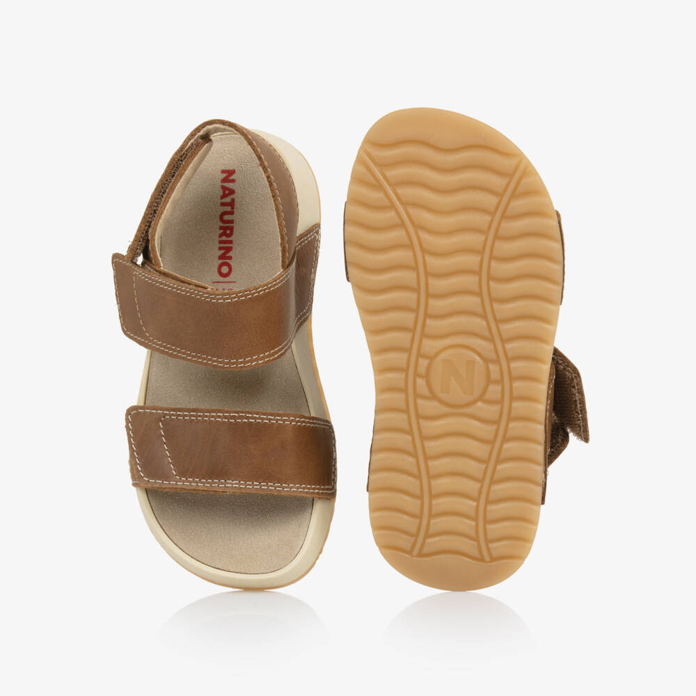 Naturino-Boys Leather Brown Strap Sandals | Childrensalon Outlet