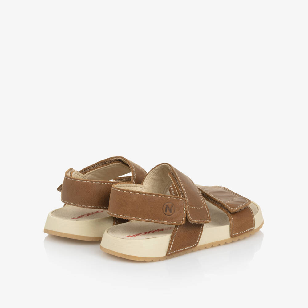Naturino-Boys Leather Brown Strap Sandals | Childrensalon Outlet