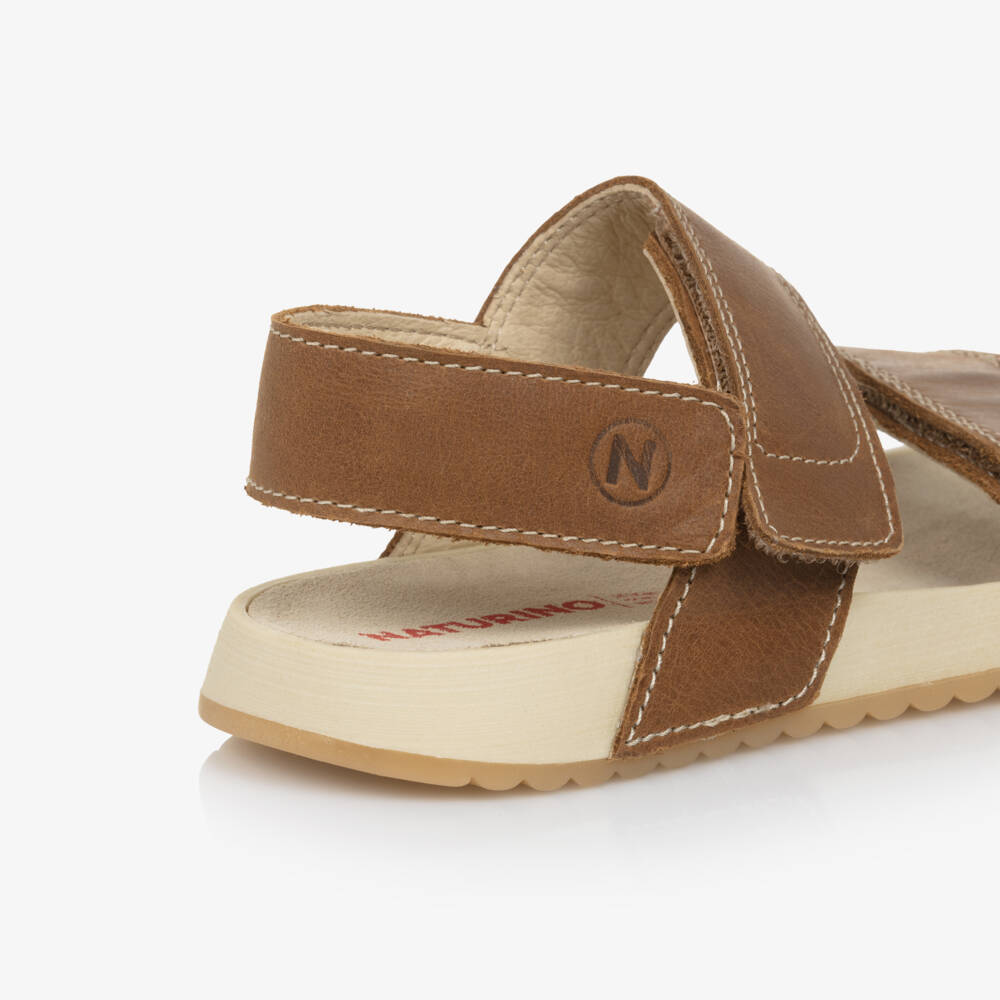 Naturino-Boys Leather Brown Strap Sandals | Childrensalon Outlet