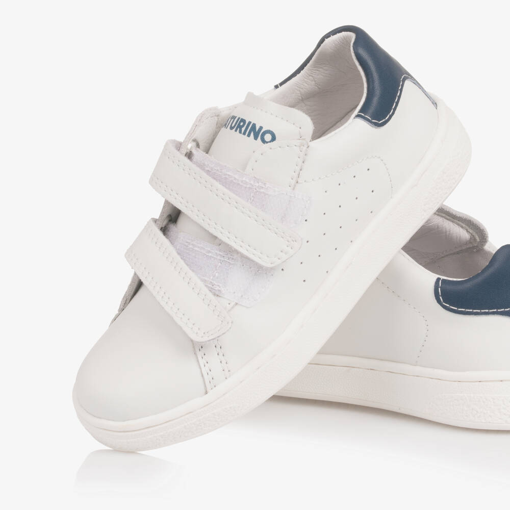 Naturino-Boys Leather Strap Trainers in White | Childrensalon Outlet