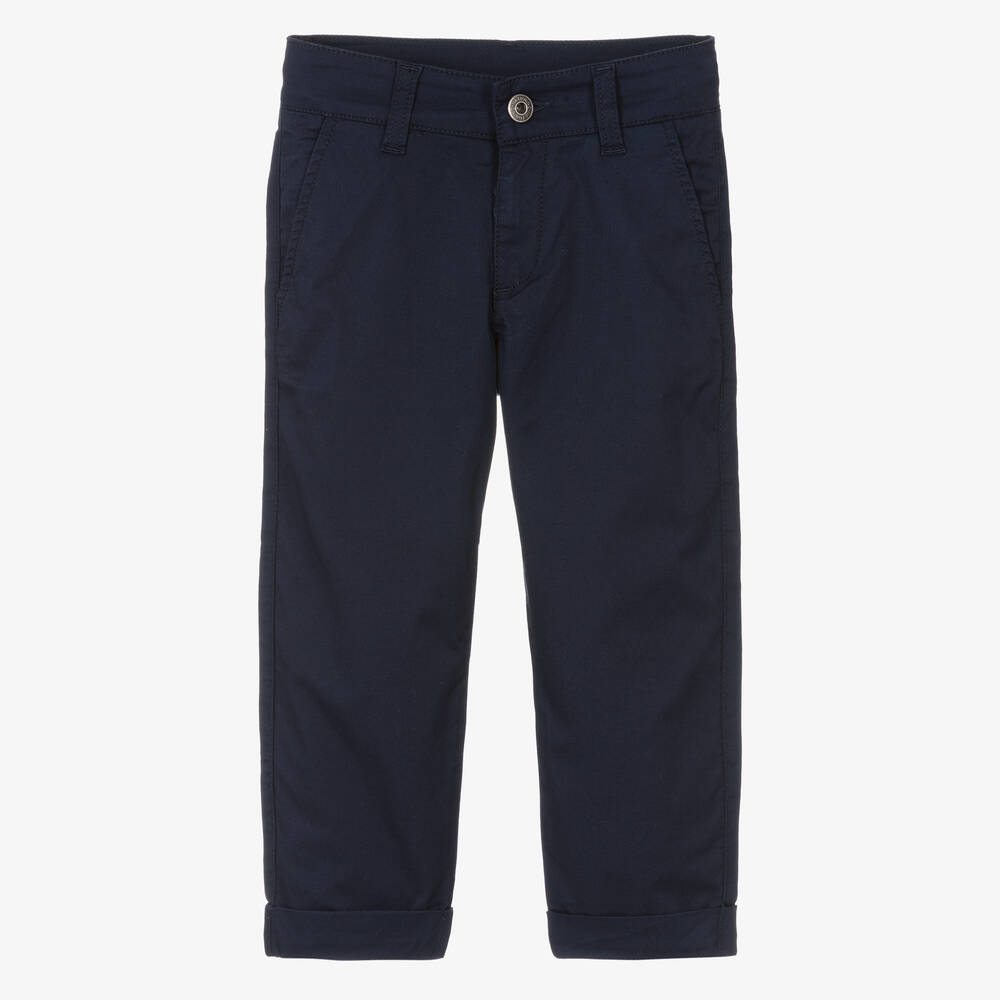 Naturino - Boys Navy Blue Cotton Trousers | Childrensalon