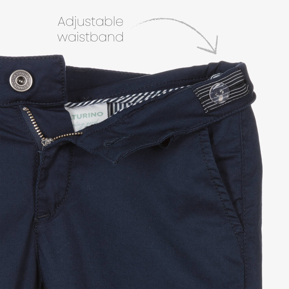 Naturino-Boys Navy Blue Cotton Trousers | Childrensalon Outlet