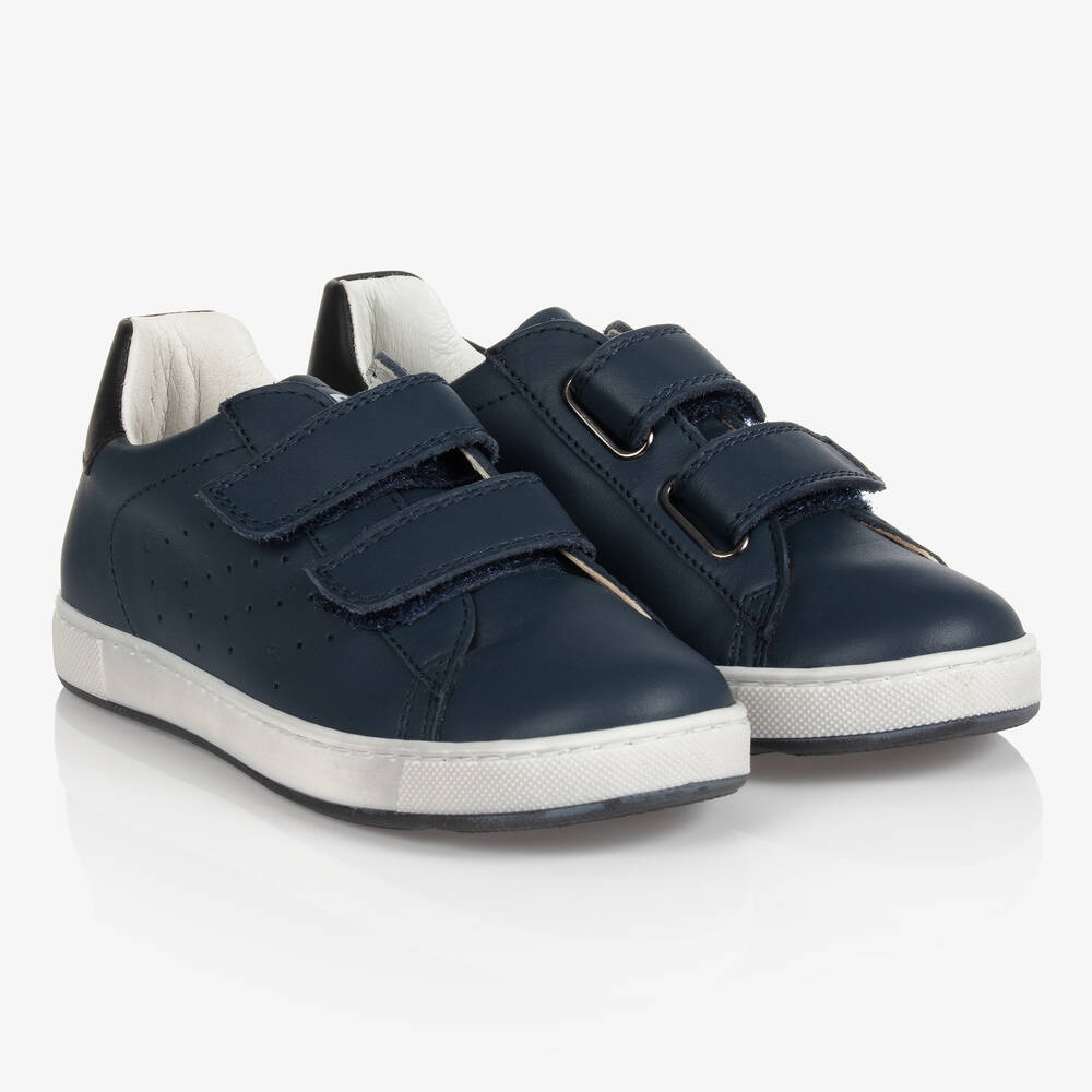 Naturino - Boys Navy Blue Leather Trainers | Childrensalon