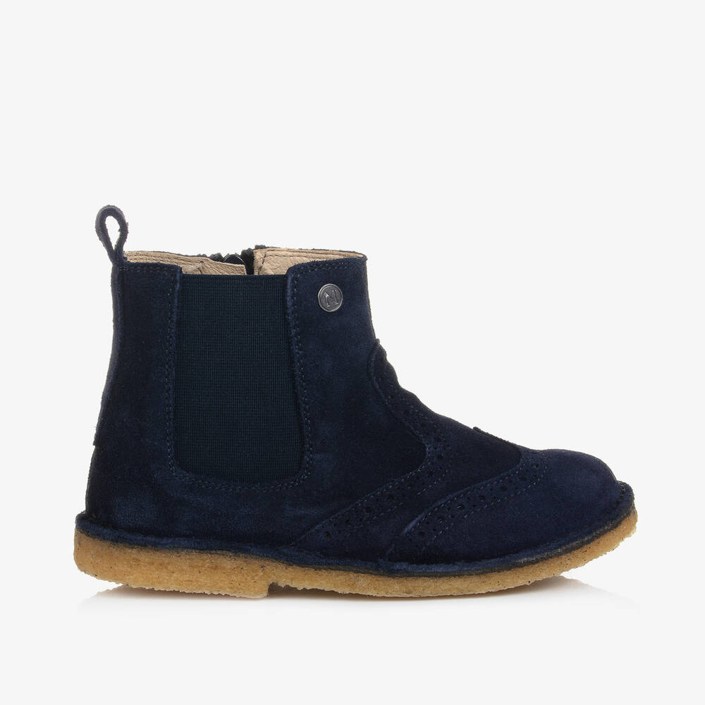 Boys Navy Blue Suede Boots