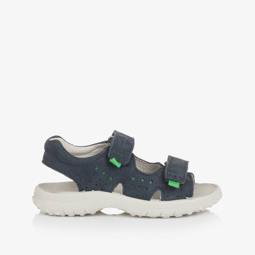 Naturino-Boys Navy Blue Suede Leather Velcro Sandals | Childrensalon Outlet