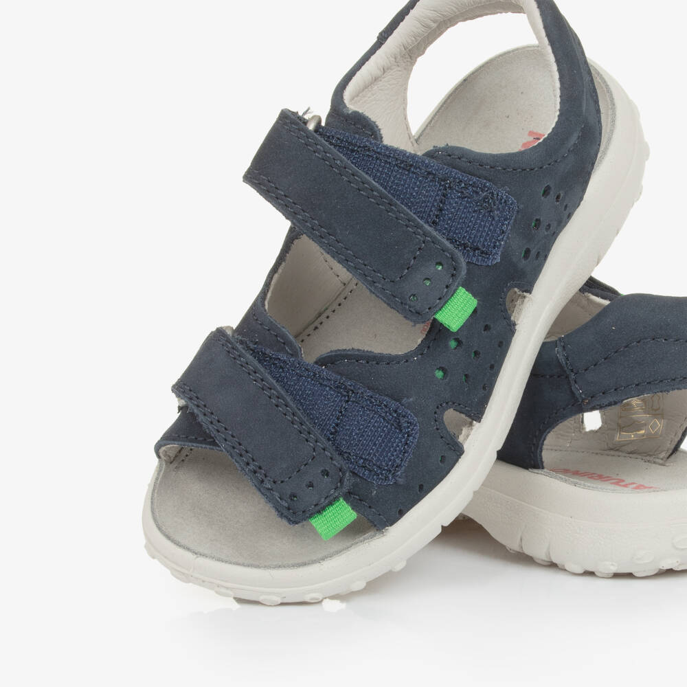 Naturino-Boys Navy Blue Suede Leather Velcro Sandals | Childrensalon Outlet