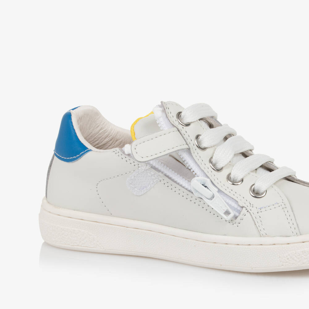 Naturino-Boys Starry White Leather Sneakers | Childrensalon Outlet