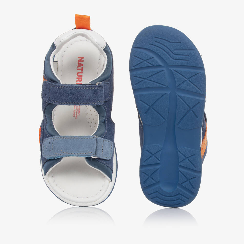 Naturino-Boys Suede Navy Easy-Fit Sandals | Childrensalon Outlet