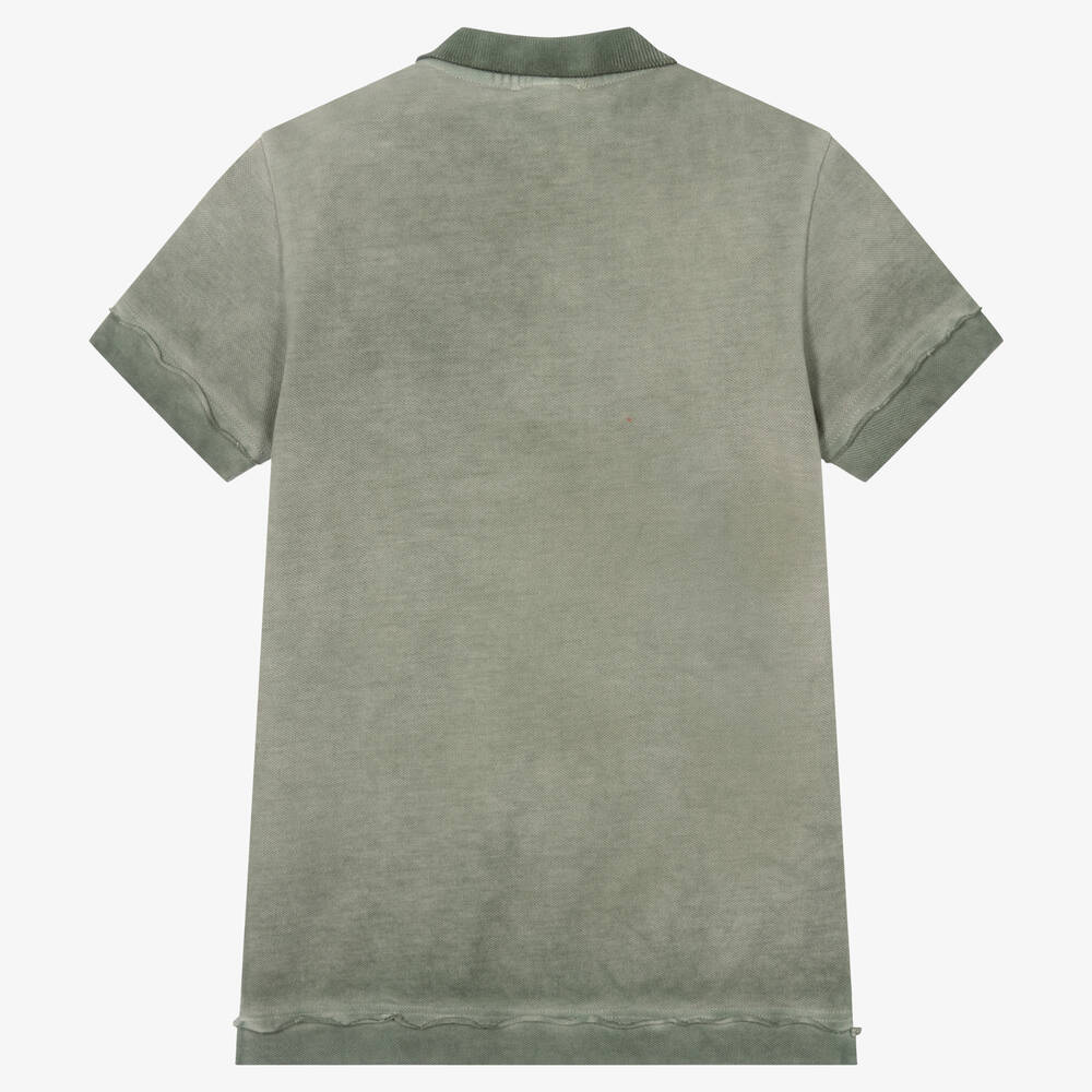 Naturino-Boys Washed Green Cotton Polo Shirt | Childrensalon Outlet