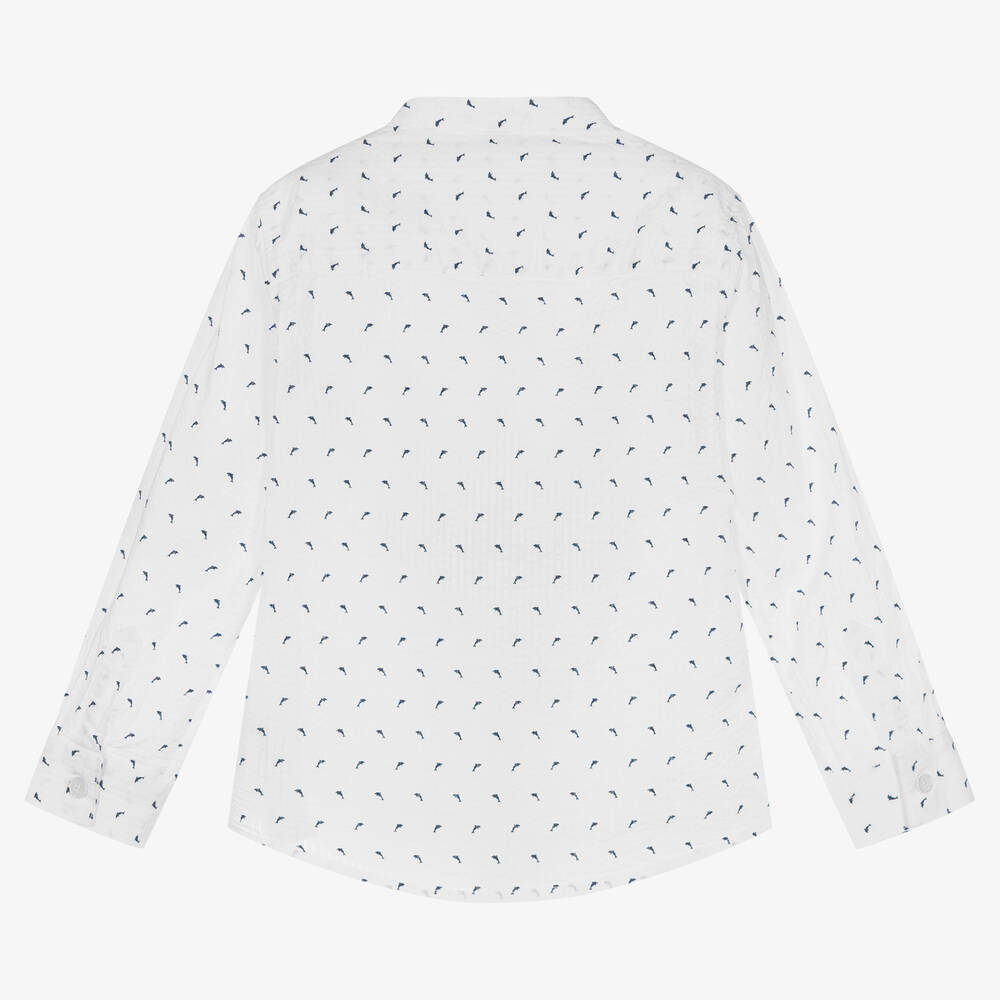 Naturino-Boys White Cotton Dolphin Shirt | Childrensalon Outlet