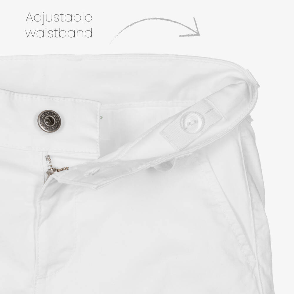 Naturino-Boys White Cotton Twill Chino Shorts  | Childrensalon Outlet