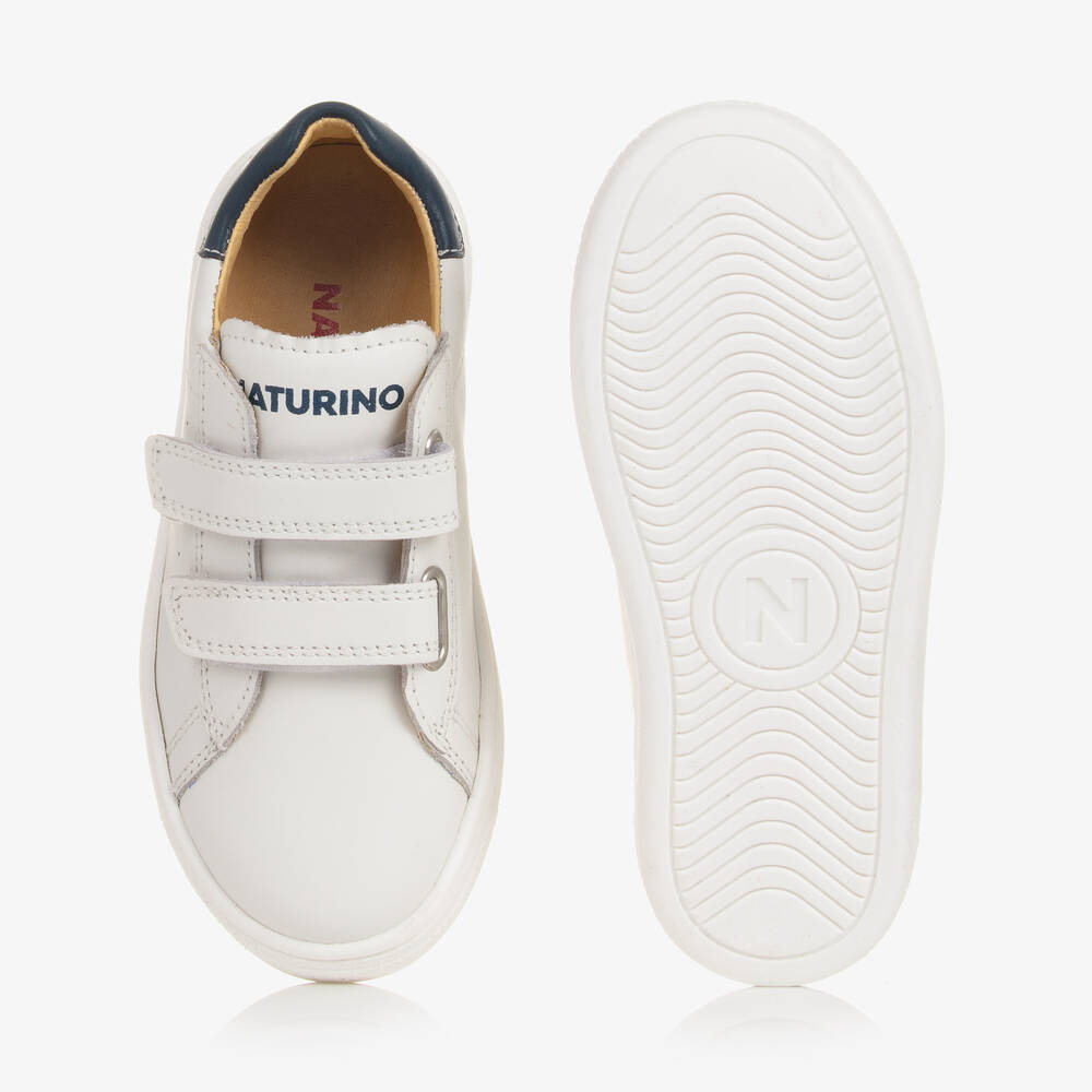 Naturino-Boys White Leather Velcro Trainers | Childrensalon Outlet