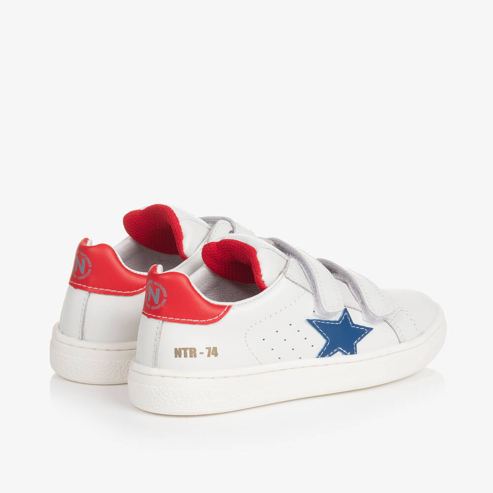 Naturino Boys White Leather Velcro Trainers