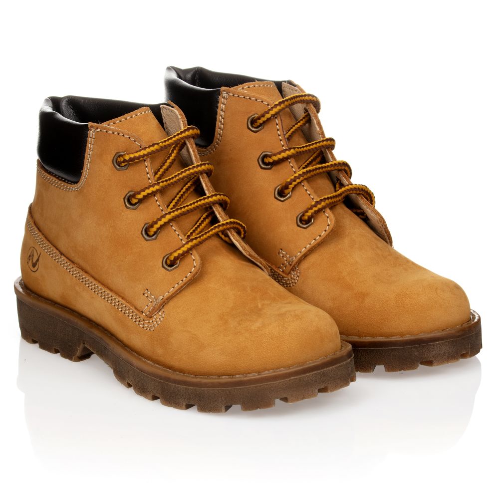 Naturino - Boots à lacets en cuir marron | Childrensalon