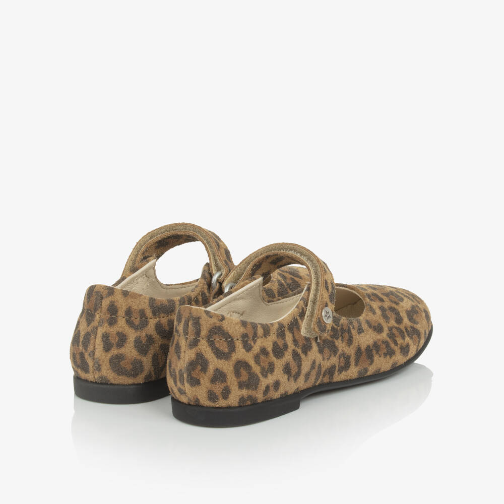 Naturino-Girls Beige Leopard Print Suede Shoes | Childrensalon Outlet