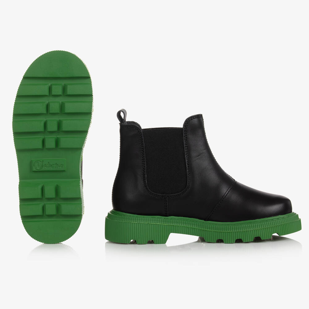 Naturino Girls Black Green Leather Boots Childrensalon Outlet