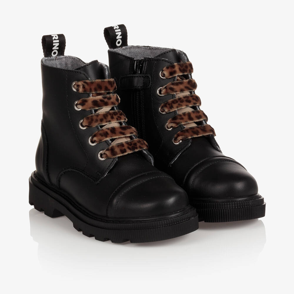 Naturino - Bottes noires en cuir fille | Childrensalon