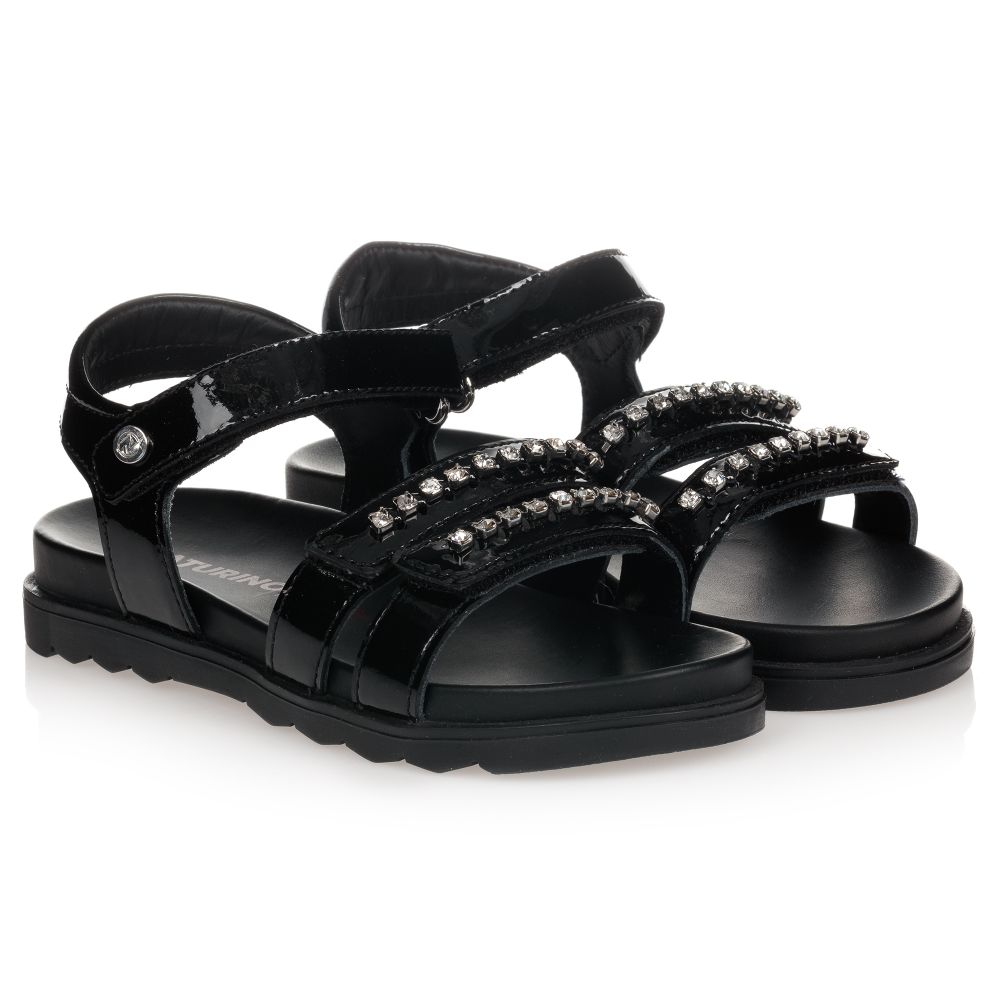 Naturino - Girls Black Leather Sandals | Childrensalon