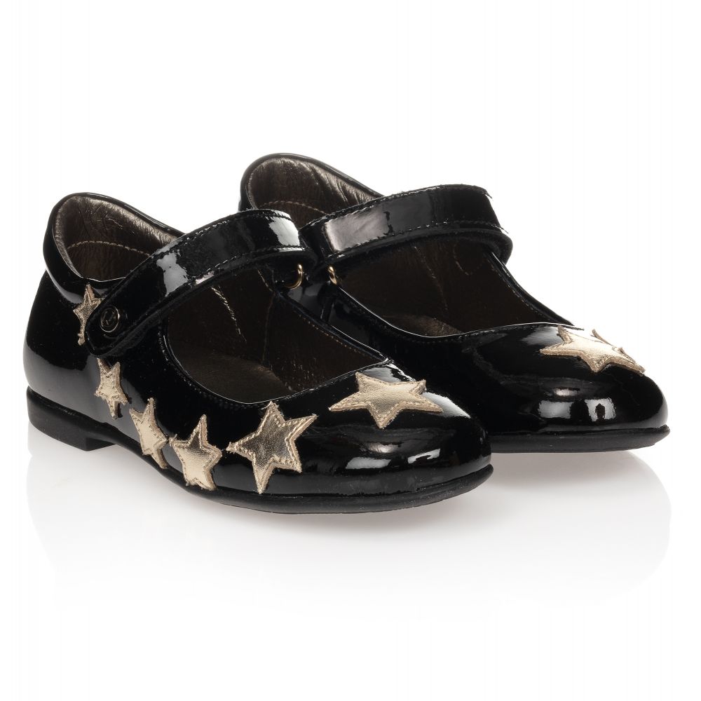 Naturino - حذاء جلد لامع لون أسود وذهبي للبنات | Childrensalon