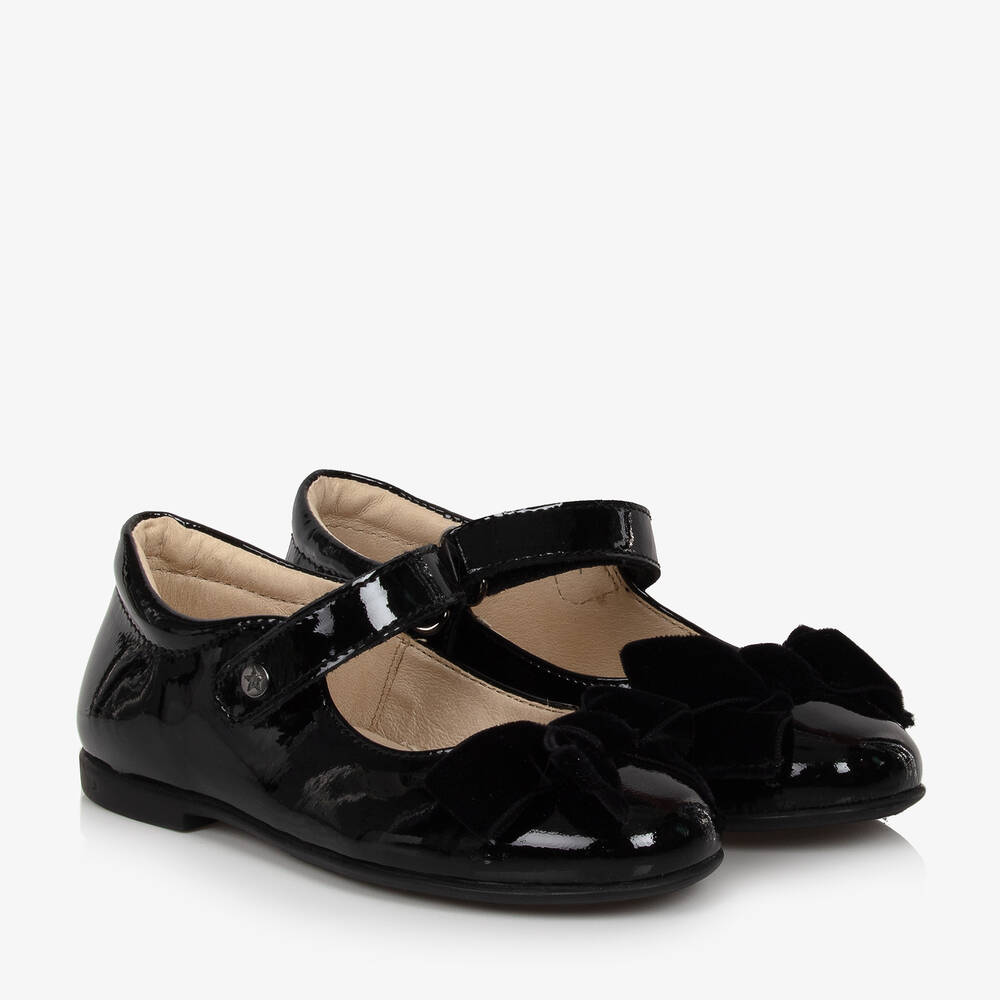 Naturino - Girls Black Patent Leather Bow Shoes | Childrensalon