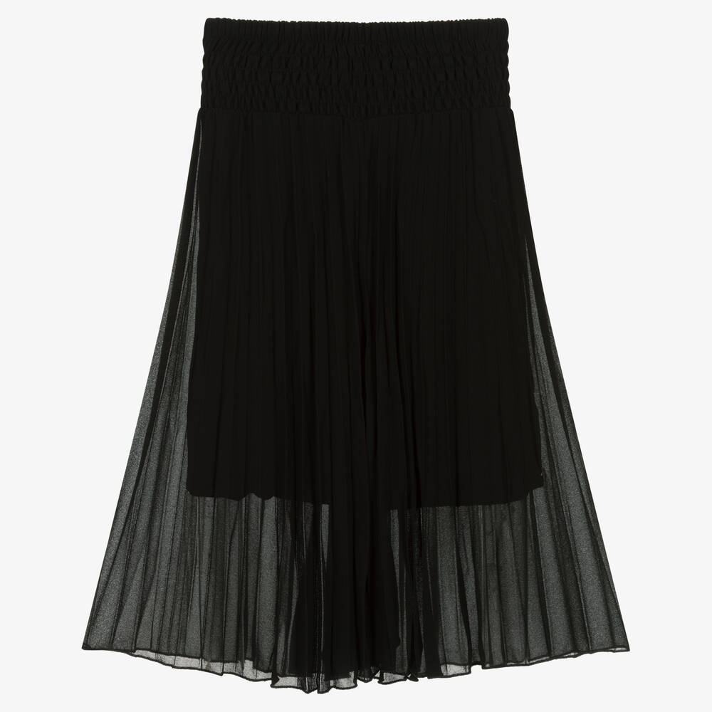 Naturino-Girls Black Pleated Chiffon Trousers | Childrensalon Outlet