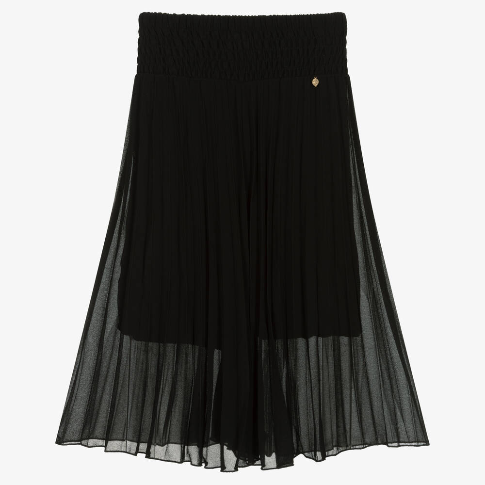 Naturino - Girls Black Pleated Chiffon Trousers | Childrensalon