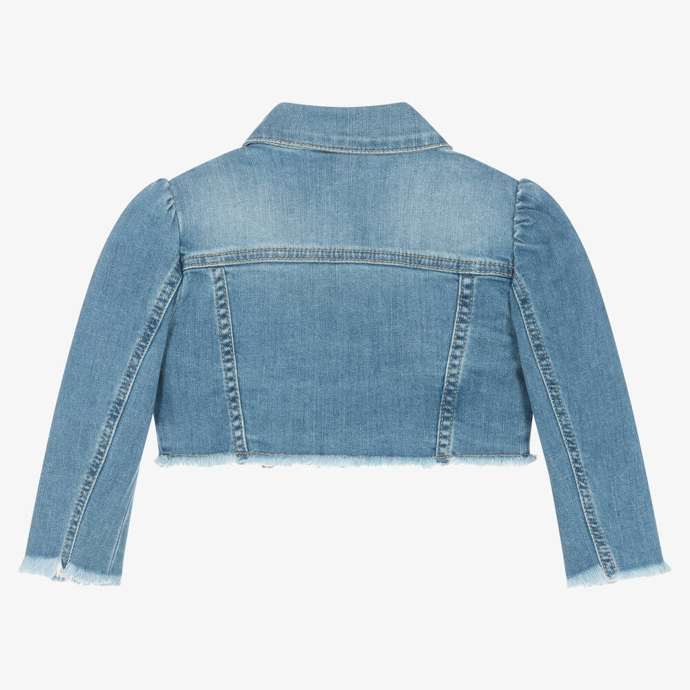 Naturino-Girls Blue Cropped Denim Jacket | Childrensalon Outlet