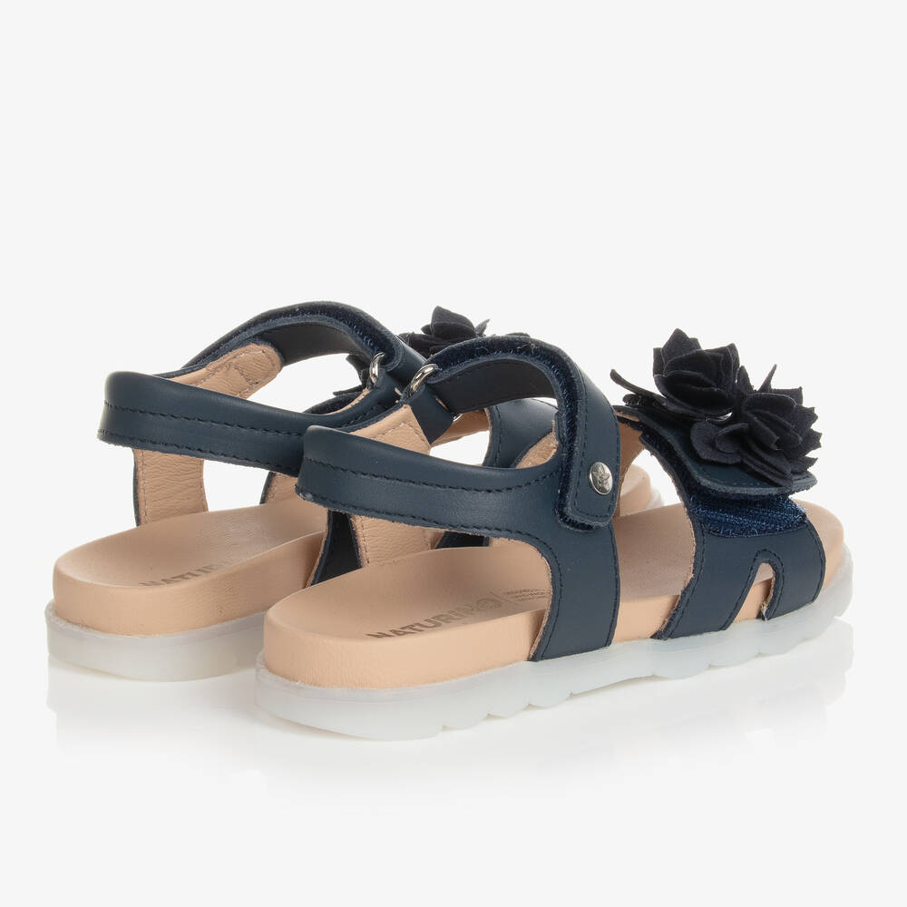 Naturino-Синие кожаные сандалии с цветами | Childrensalon Outlet
