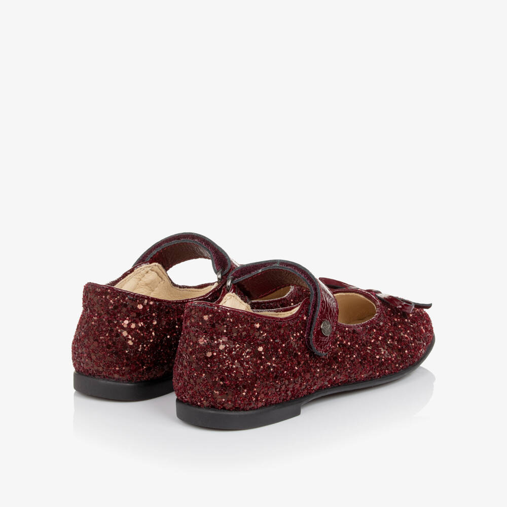 Naturino-Girls Burgundy Red Glitter Shoes | Childrensalon Outlet