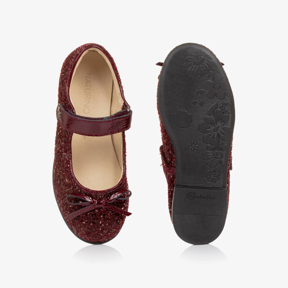 Naturino-Girls Burgundy Red Glitter Shoes | Childrensalon Outlet