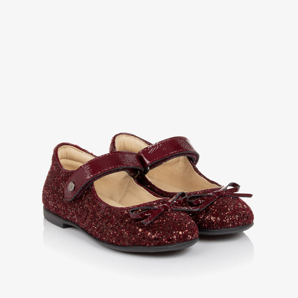 Naturino-Girls Burgundy Red Glitter Shoes | Childrensalon Outlet