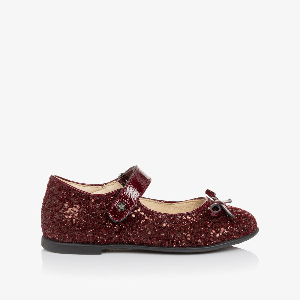 Naturino-Girls Burgundy Red Glitter Shoes | Childrensalon Outlet
