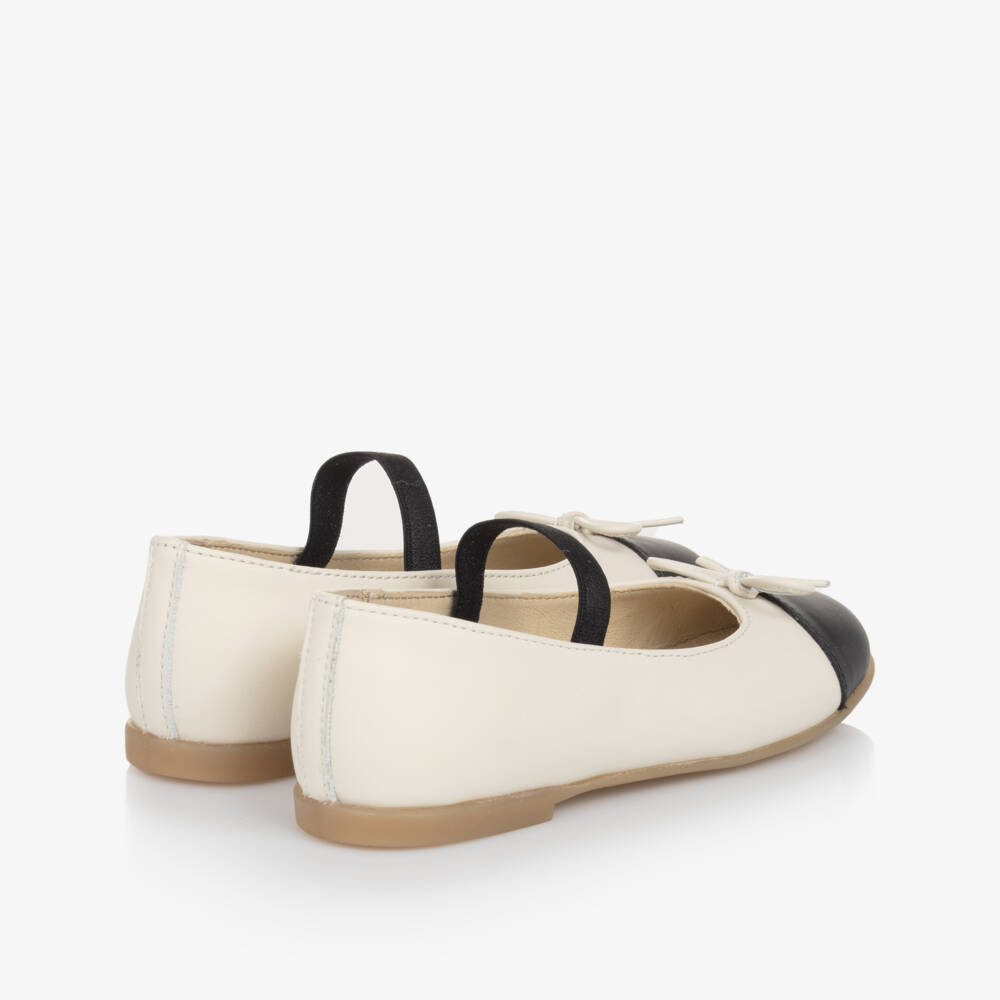 Naturino-Girls Elegant Ivory & Ebony Ballet Flats | Childrensalon Outlet