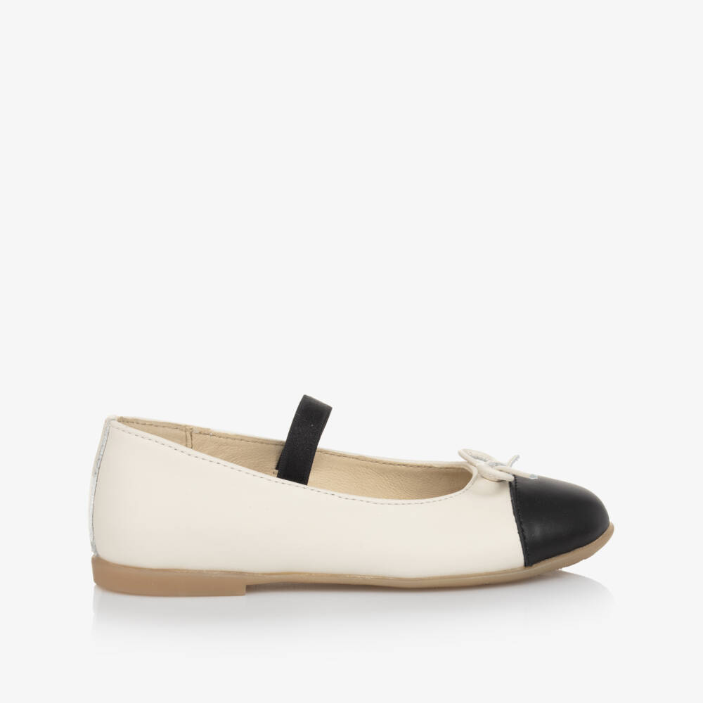 Naturino-Girls Elegant Ivory & Ebony Ballet Flats | Childrensalon Outlet