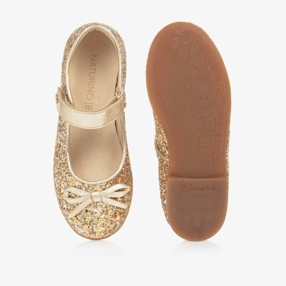Naturino-Girls Glitter Gold Ballet Shoes | Childrensalon Outlet