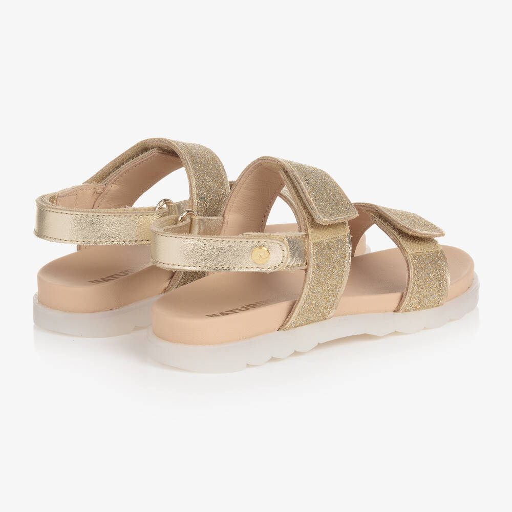 Naturino - Girls Gold Glitter Leather Sandals | Childrensalon Outlet